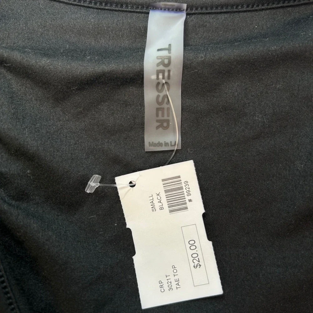 NWT Tresser Black Twist Front Crop Top Small Sleeveless Stretchy Basic